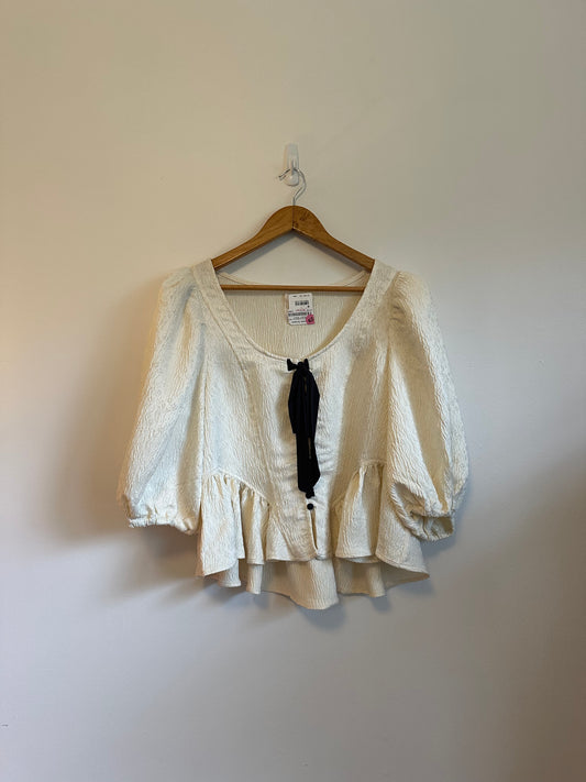 NWT Free People Pamela Bow Top in Ivory | Size Medium