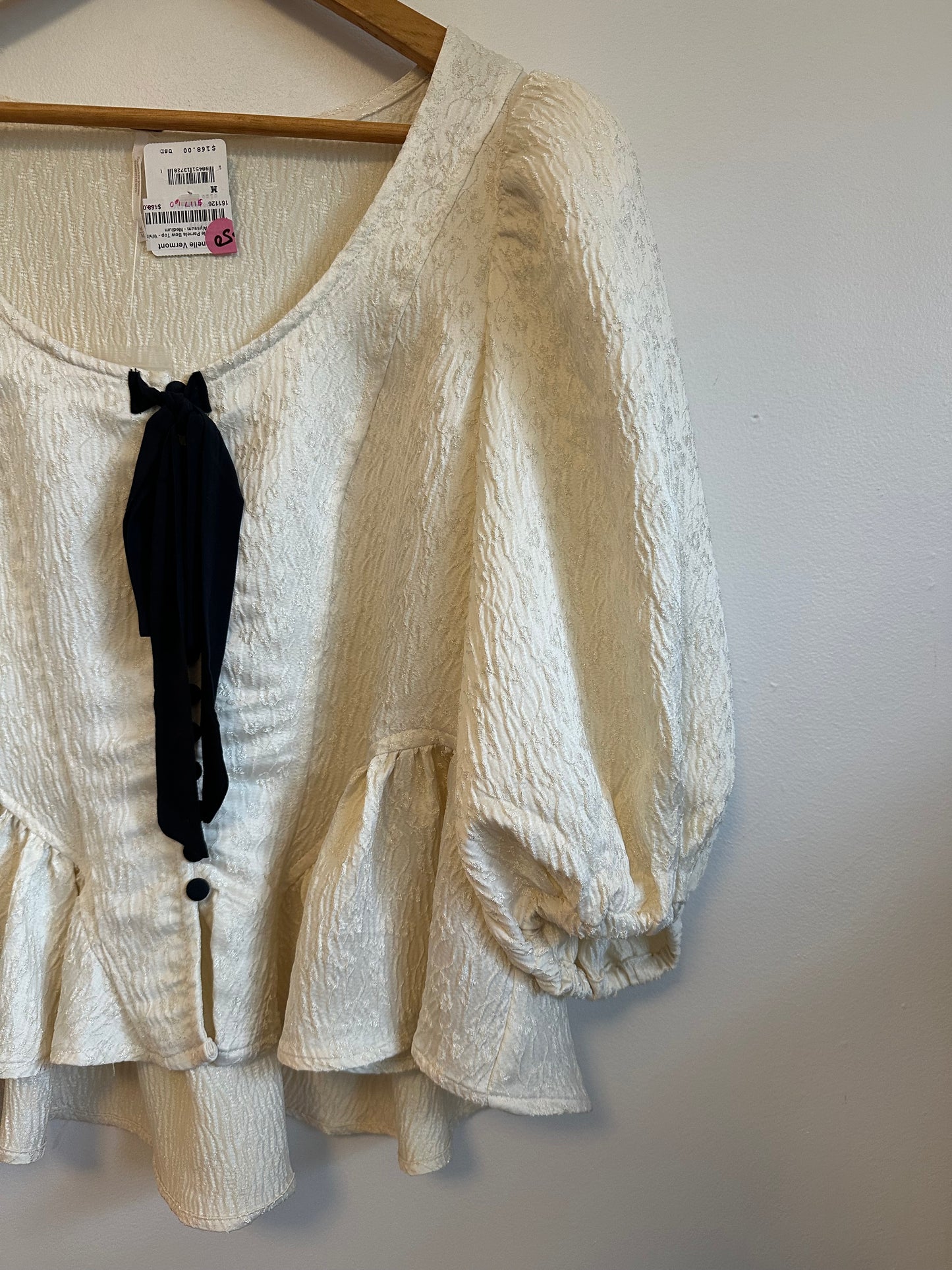 NWT Free People Pamela Bow Top in Ivory | Size Medium