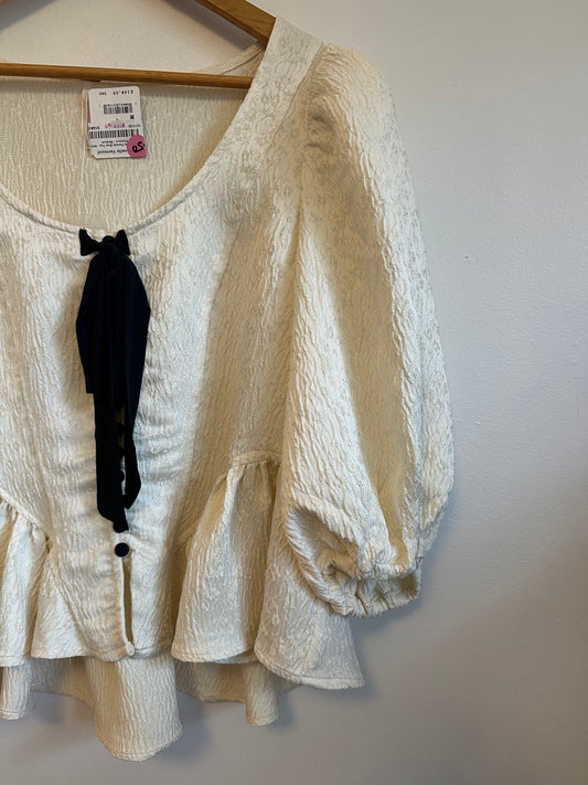 NWT Free People Pamela Bow Top in Ivory | Size Medium