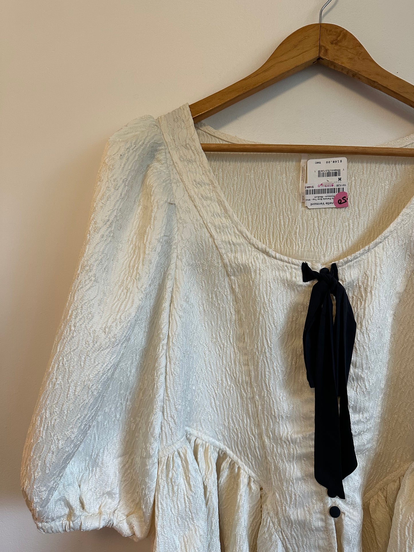 NWT Free People Pamela Bow Top in Ivory | Size Medium