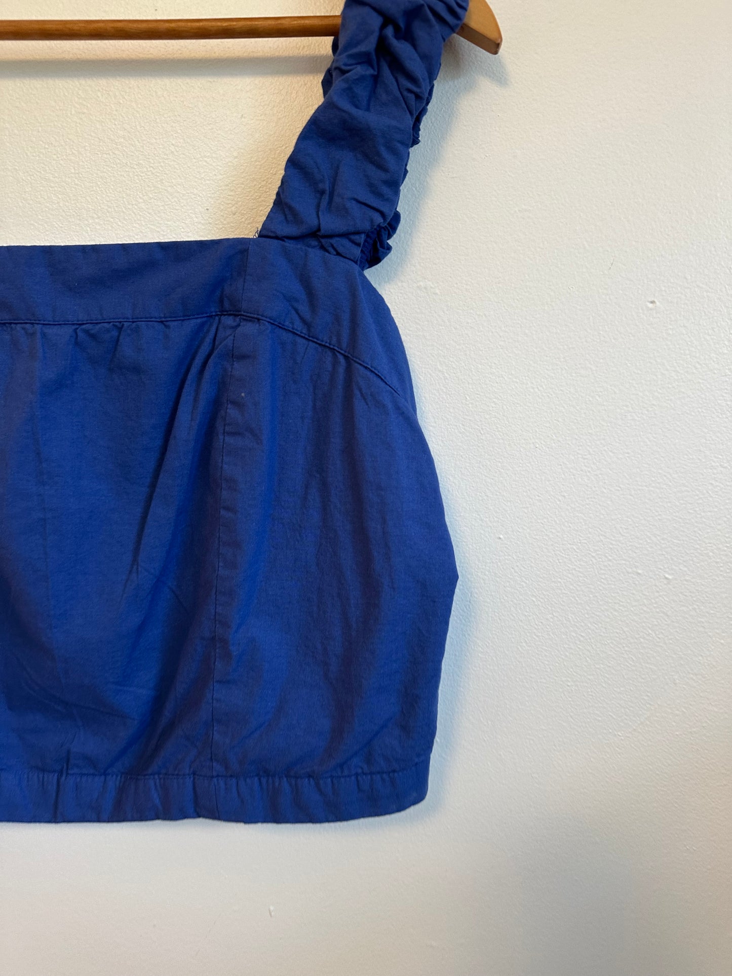 NWT Free People Ashley Seamed Cotton Tank Top in Mazarine Blue | Size XL