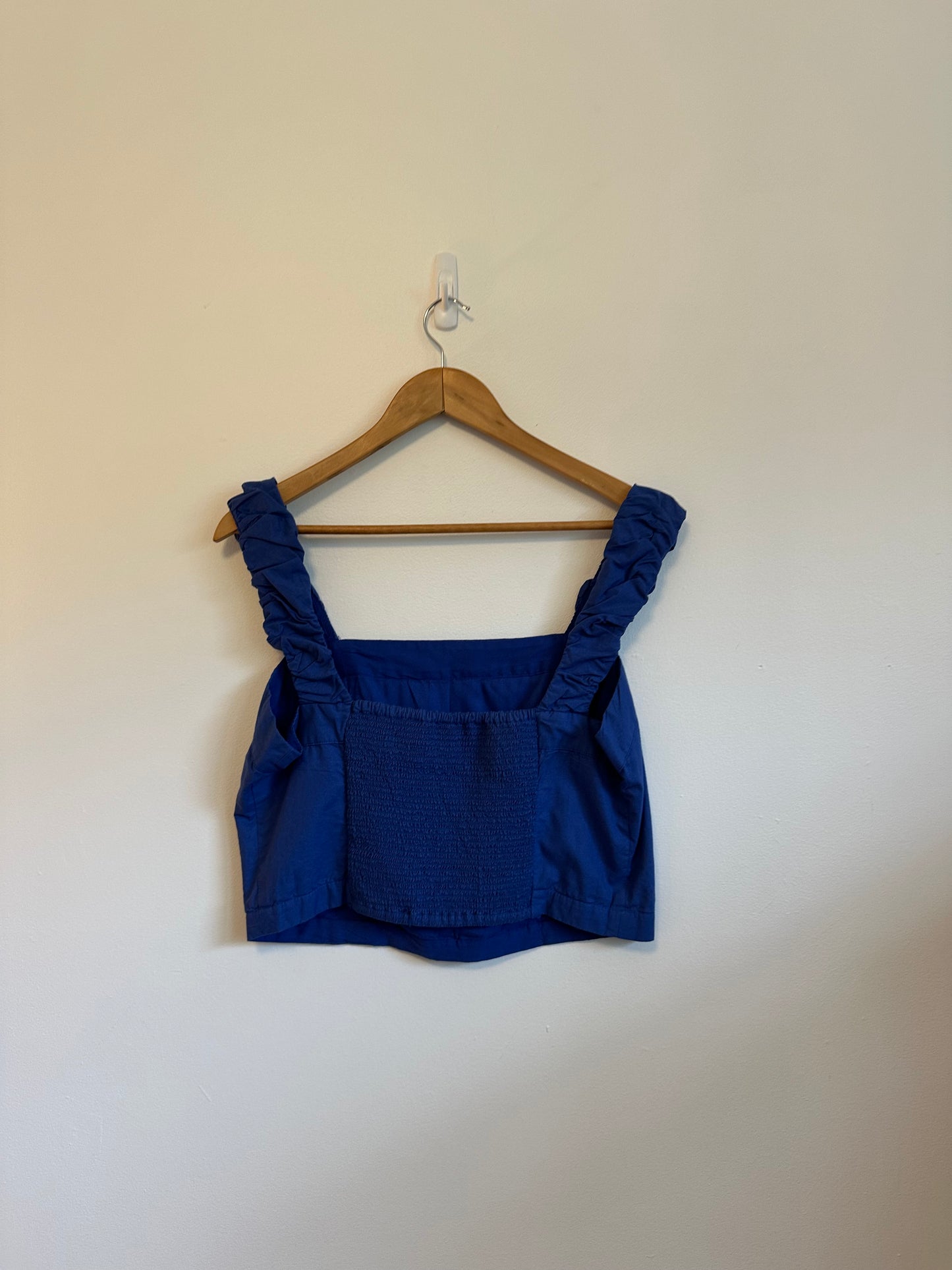 NWT Free People Ashley Seamed Cotton Tank Top in Mazarine Blue | Size XL