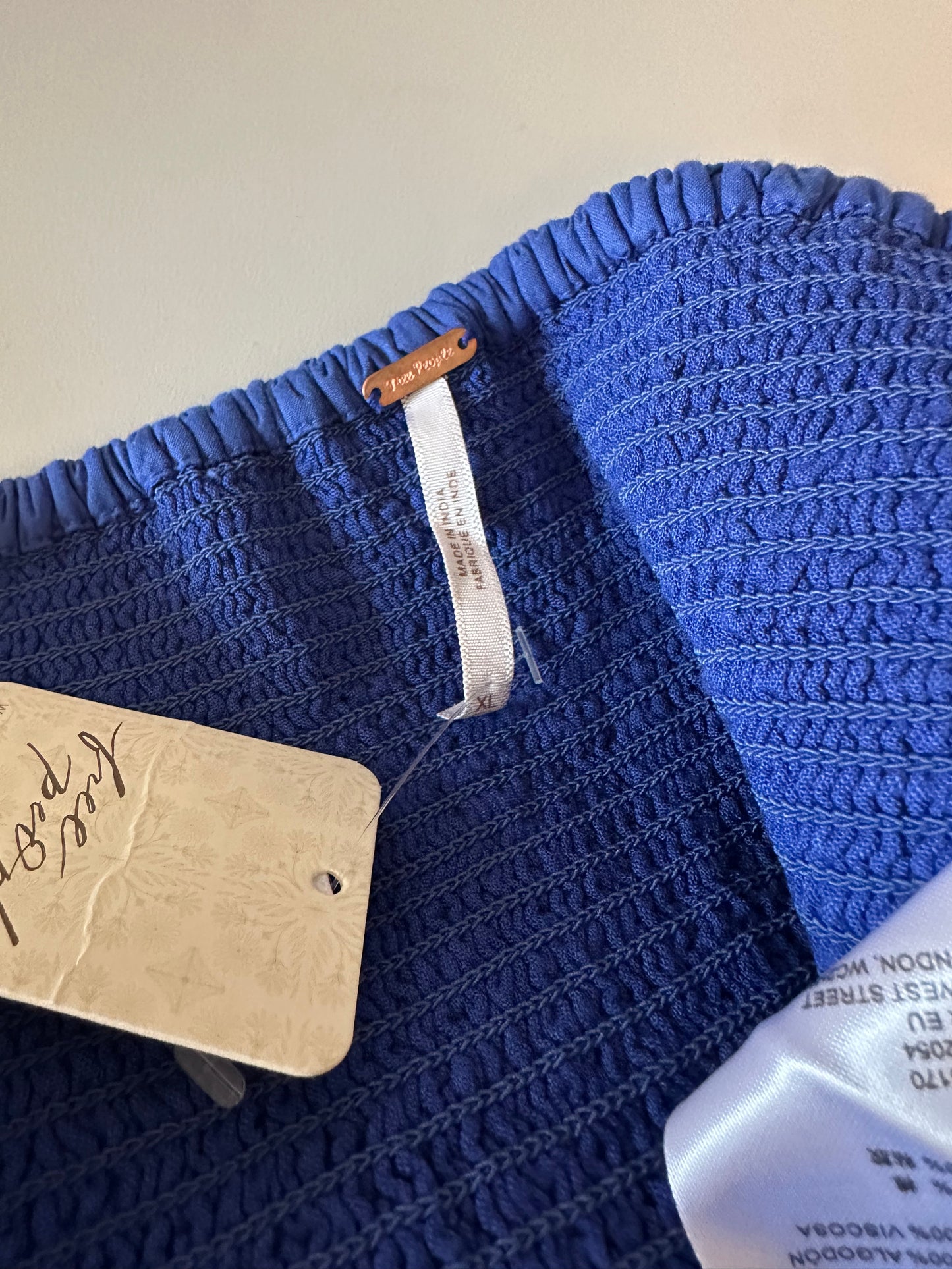 NWT Free People Ashley Seamed Cotton Tank Top in Mazarine Blue | Size XL