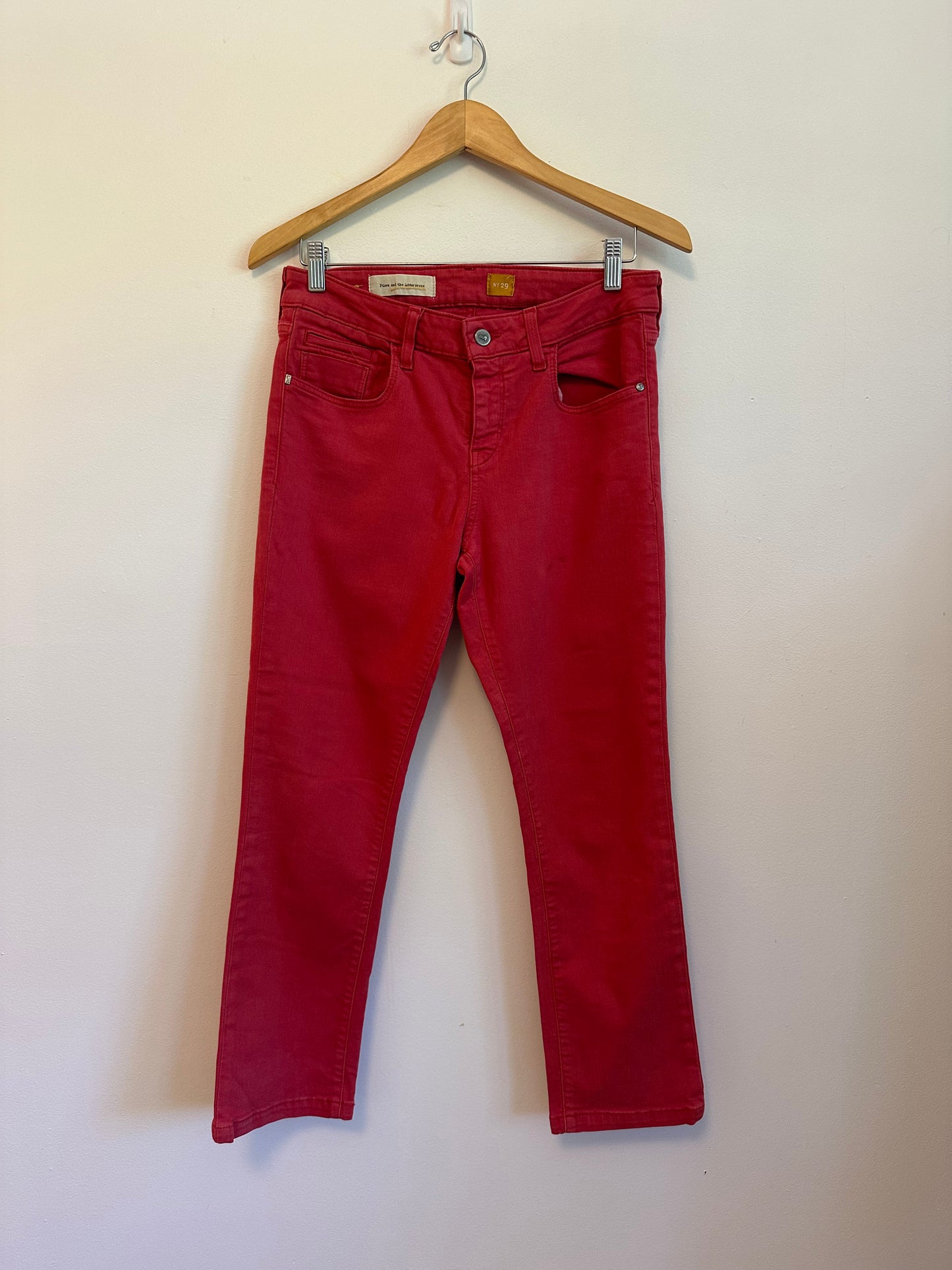 Pilcro and The Letterpress Washed Red Mid Rise Jeans | Size 29