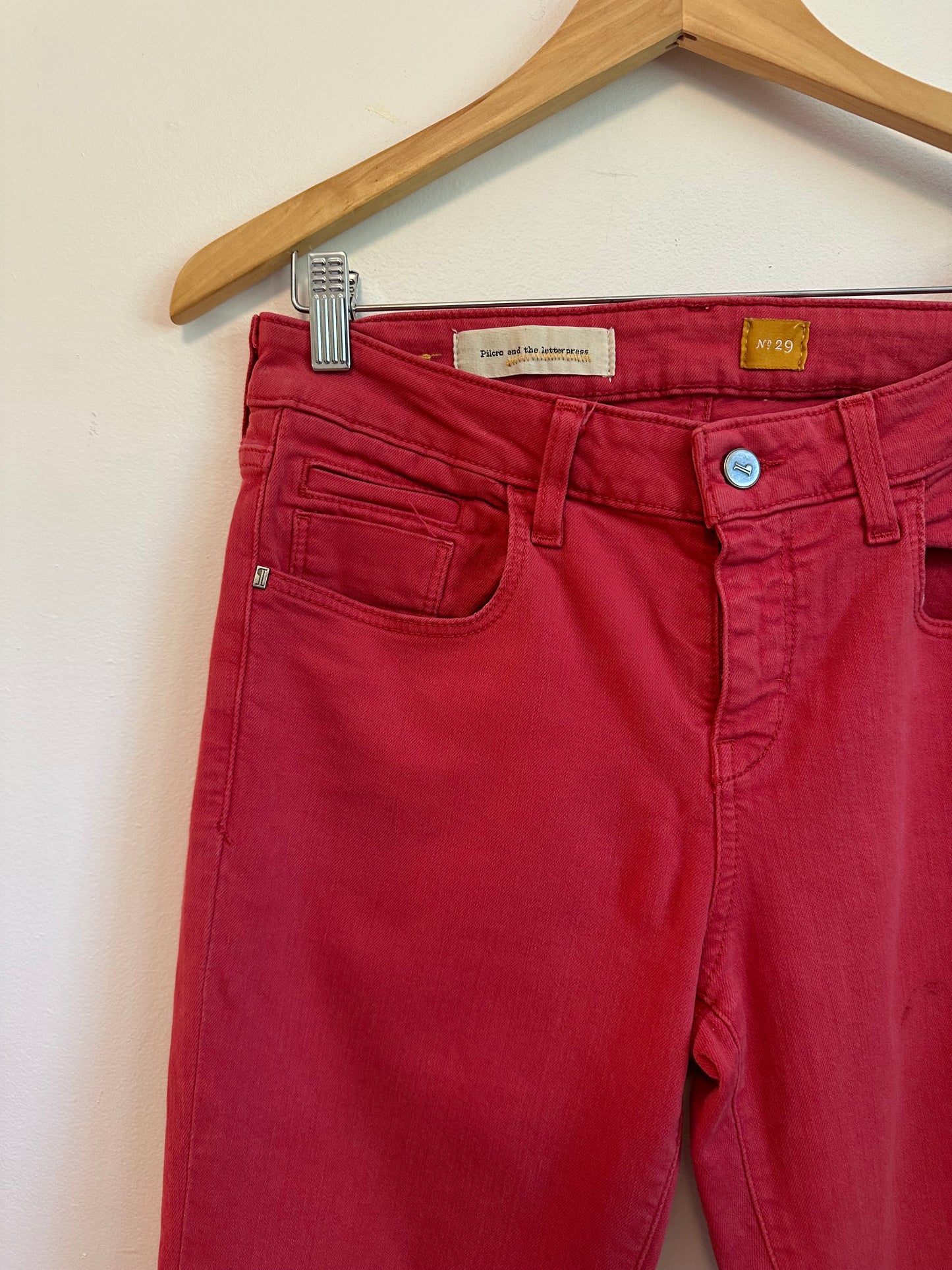 Pilcro and The Letterpress Washed Red Mid Rise Jeans | Size 29