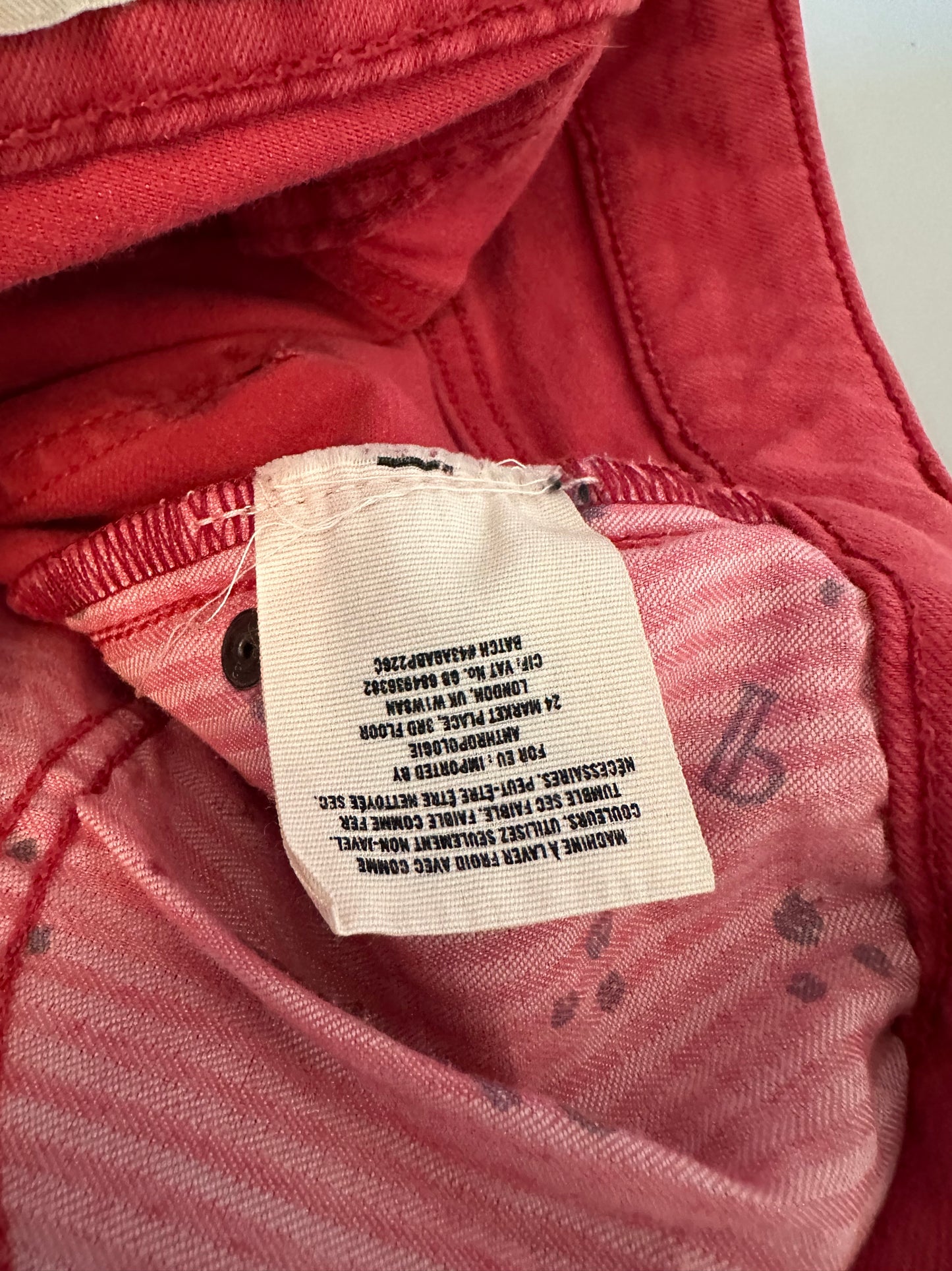 Pilcro and The Letterpress Washed Red Mid Rise Jeans | Size 29