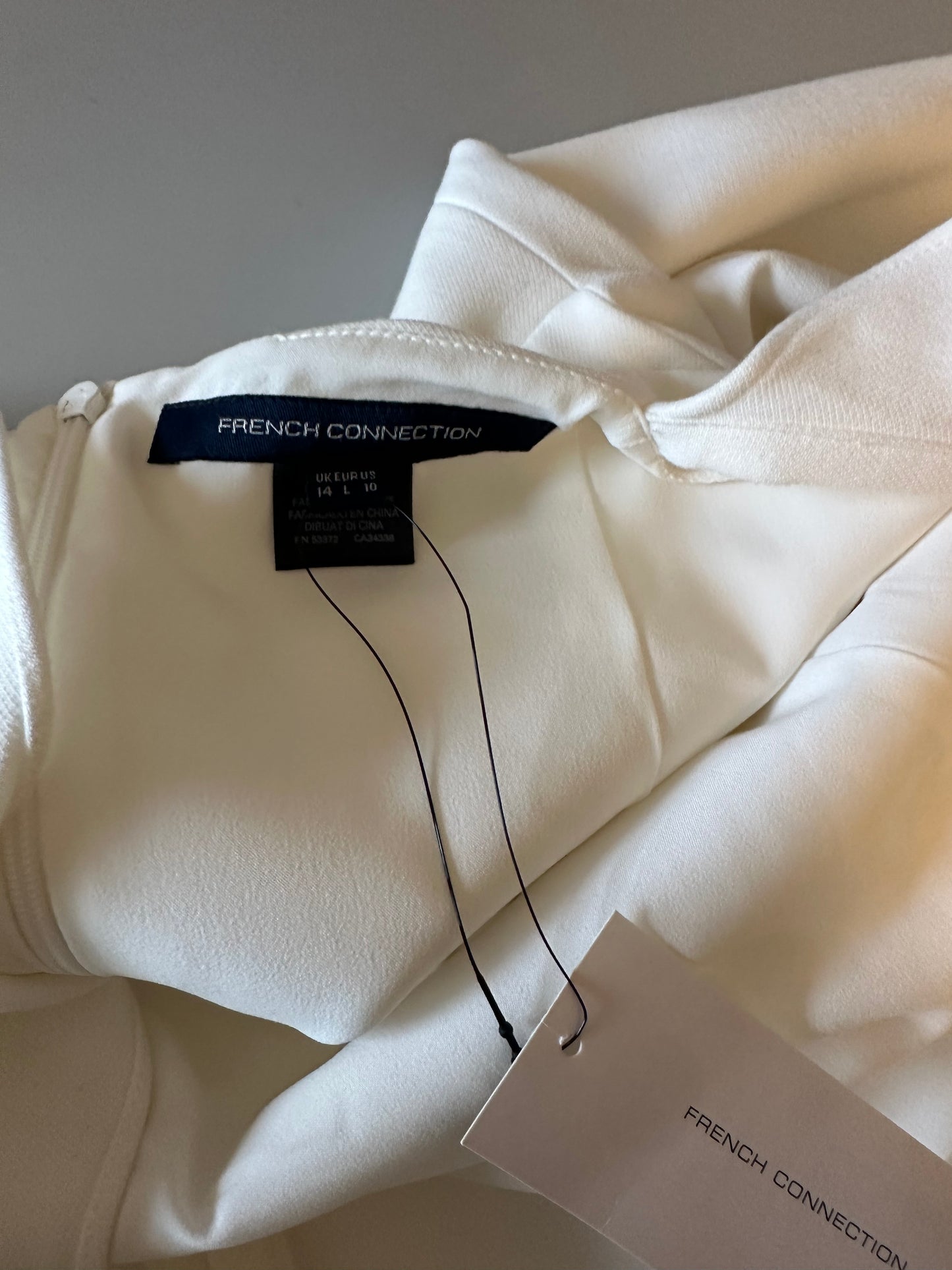 NWT French Connection White Ruffle Shoulder Mini Dress | Size 10