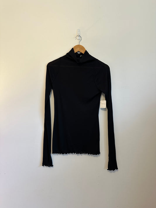 NWT Free People Close to Home Layering Ribbed Turtleneck in Black | Size Medium