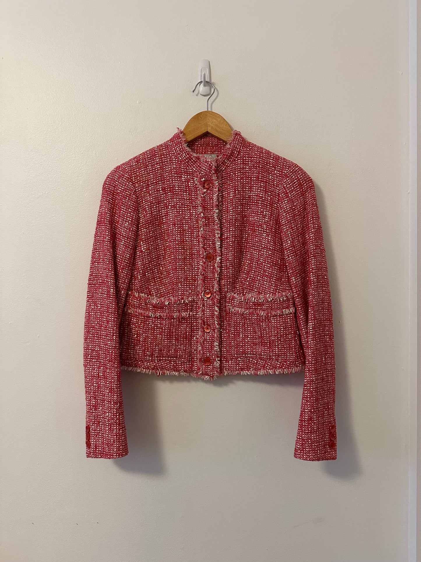 Worth Pink Tweed Button Front Jacket | Size 0