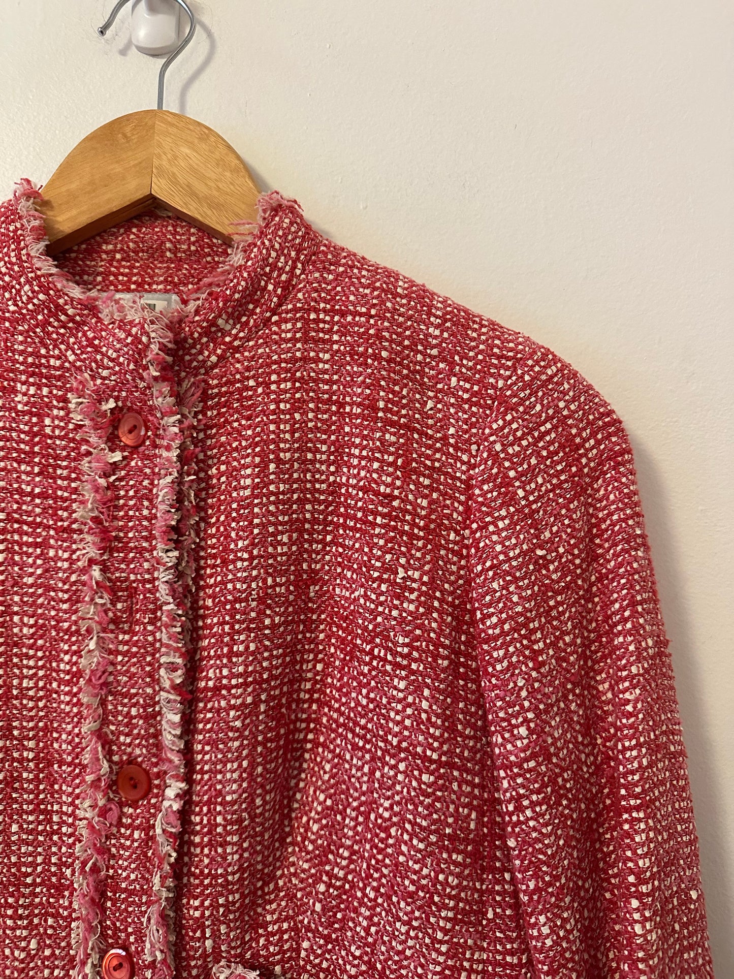 Worth Pink Tweed Button Front Jacket | Size 0