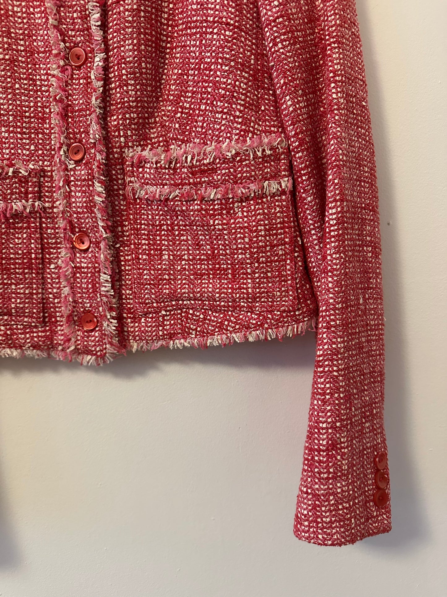 Worth Pink Tweed Button Front Jacket | Size 0