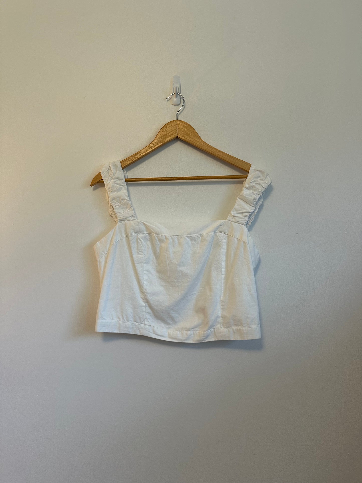 NWT Free People Ashley Seamed Cotton Tank Top in White | Size XL
