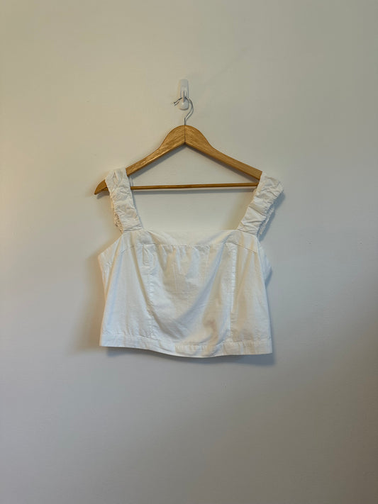 NWT Free People Ashley Seamed Cotton Tank Top in White | Size XL