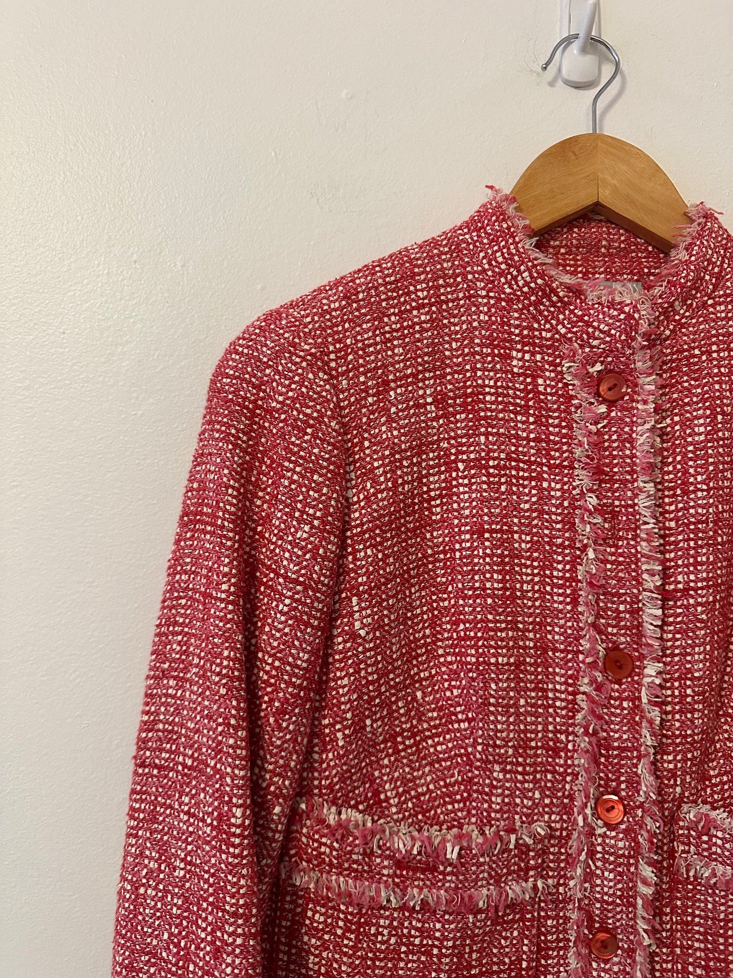 Worth Pink Tweed Button Front Jacket | Size 0