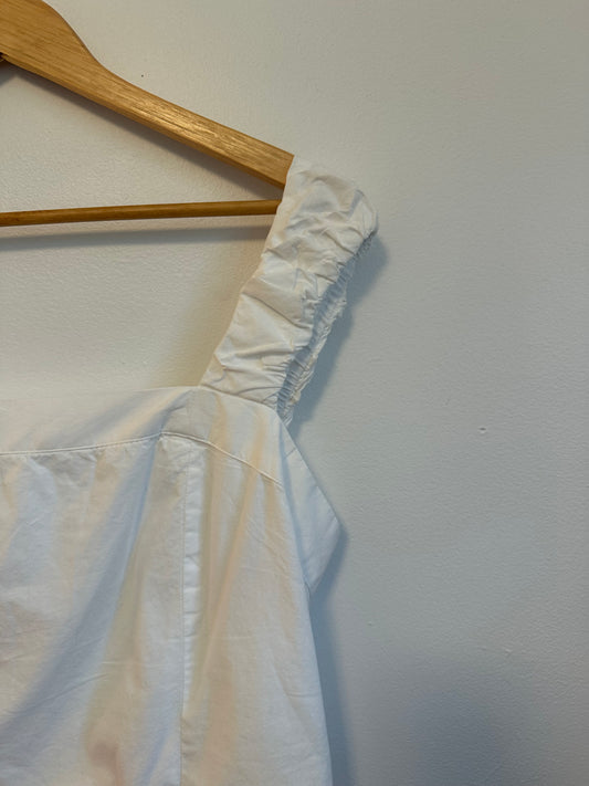 NWT Free People Ashley Seamed Cotton Tank Top in White | Size XL