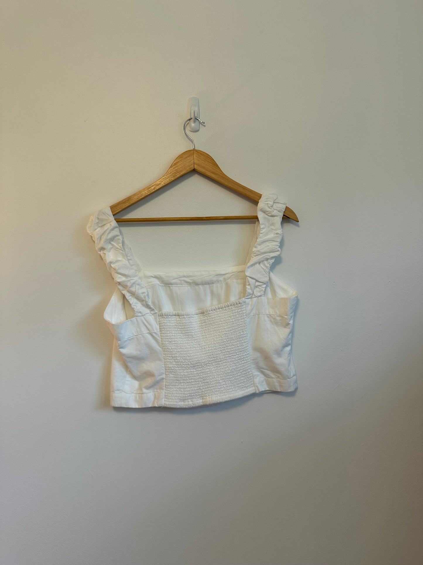 NWT Free People Ashley Seamed Cotton Tank Top in White | Size XL
