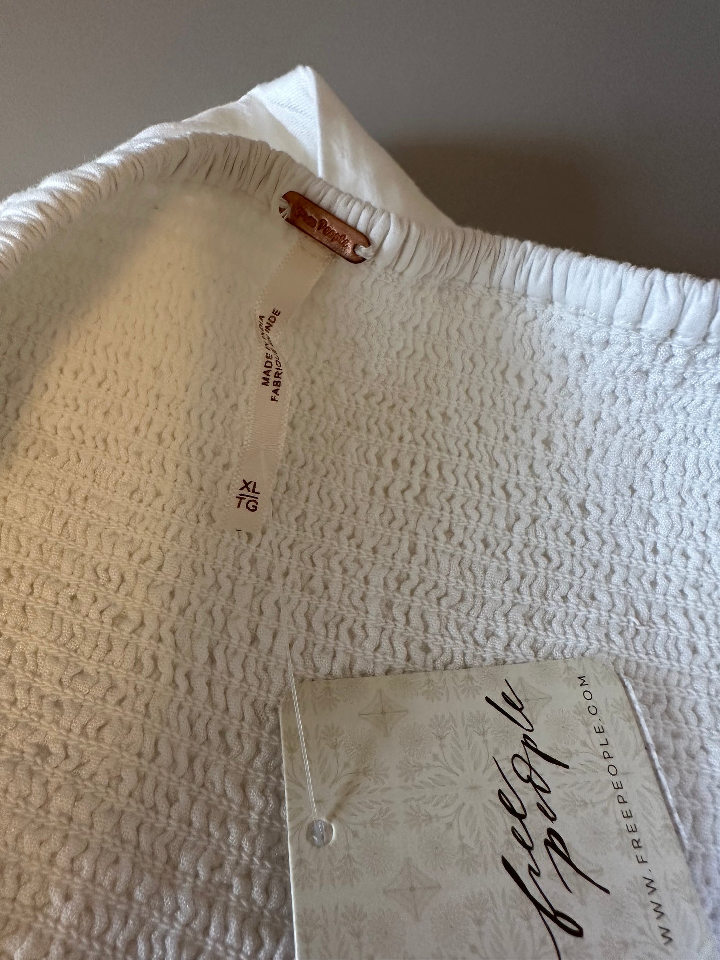 NWT Free People Ashley Seamed Cotton Tank Top in White | Size XL