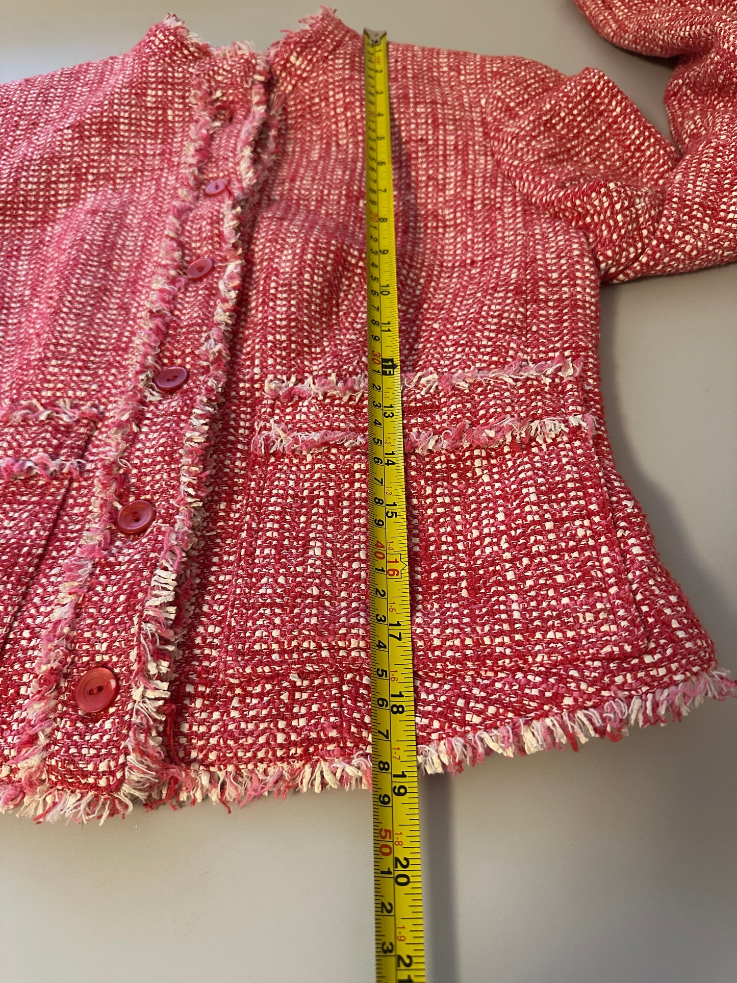 Worth Pink Tweed Button Front Jacket | Size 0