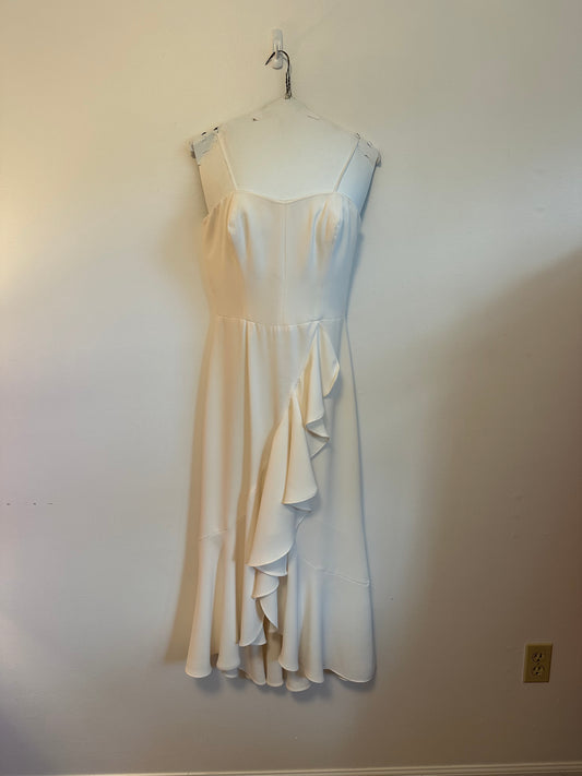 Amanda Uprichard Ivory Ruffle Strapless Dress | Size Small