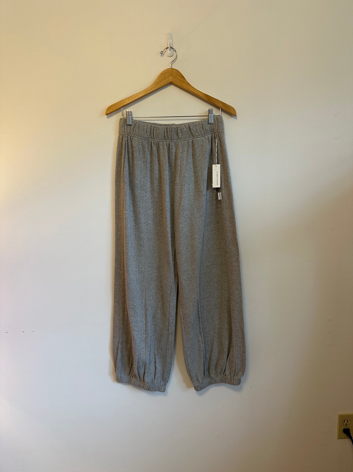 Le Bon Shoppe Pointelle Balloon Pants in Melange Gray | Size Large
