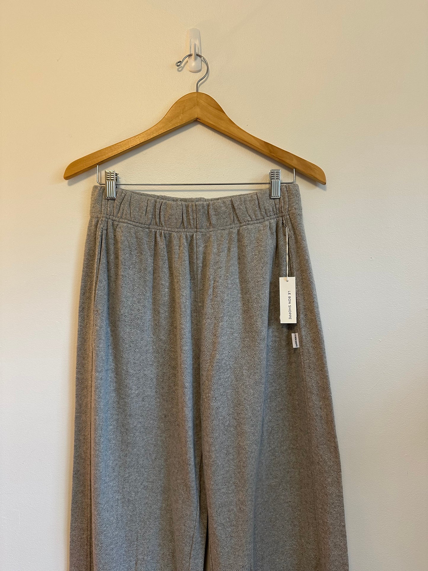 Le Bon Shoppe Pointelle Balloon Pants in Melange Gray | Size Large