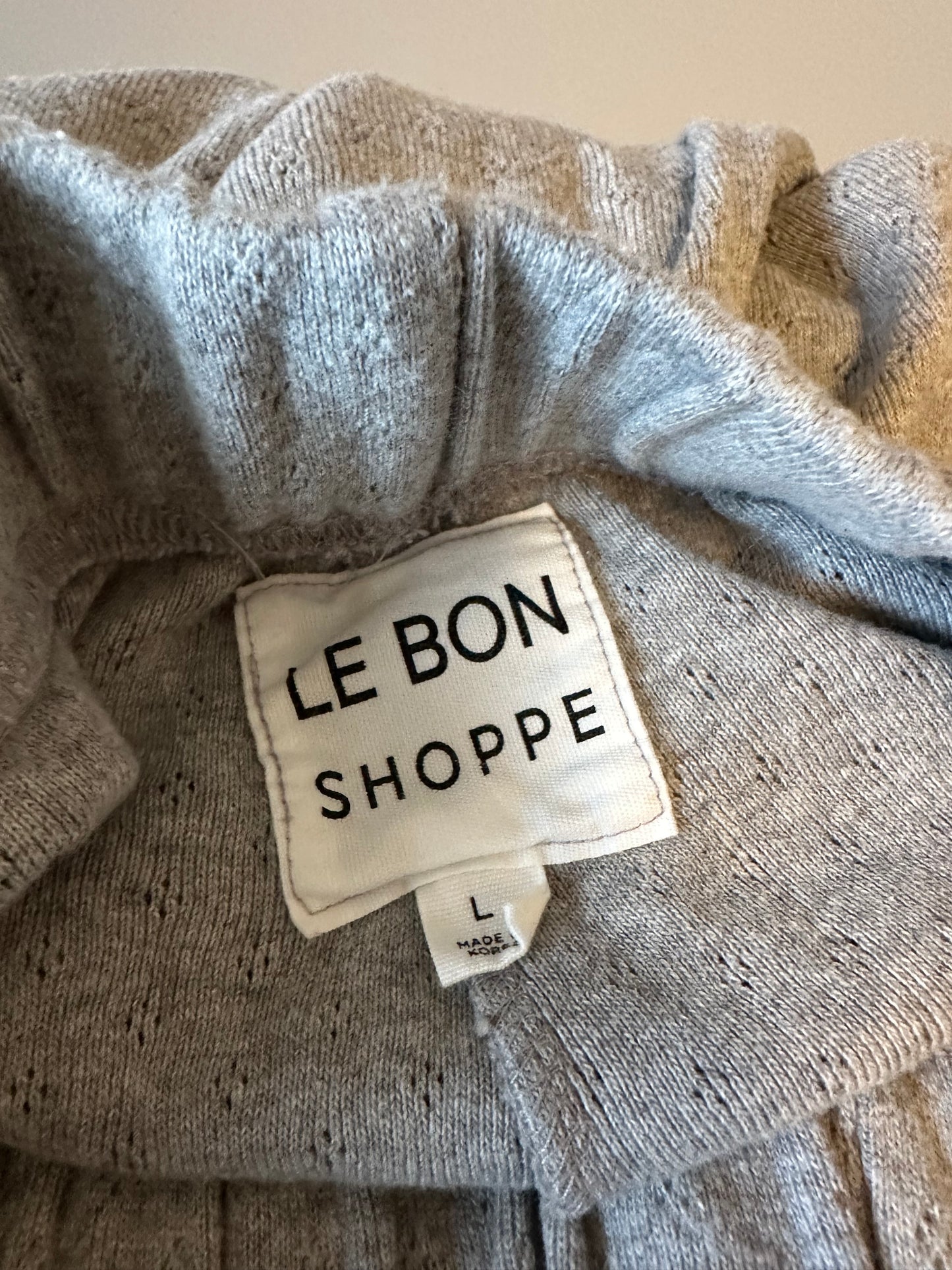 Le Bon Shoppe Pointelle Balloon Pants in Melange Gray | Size Large