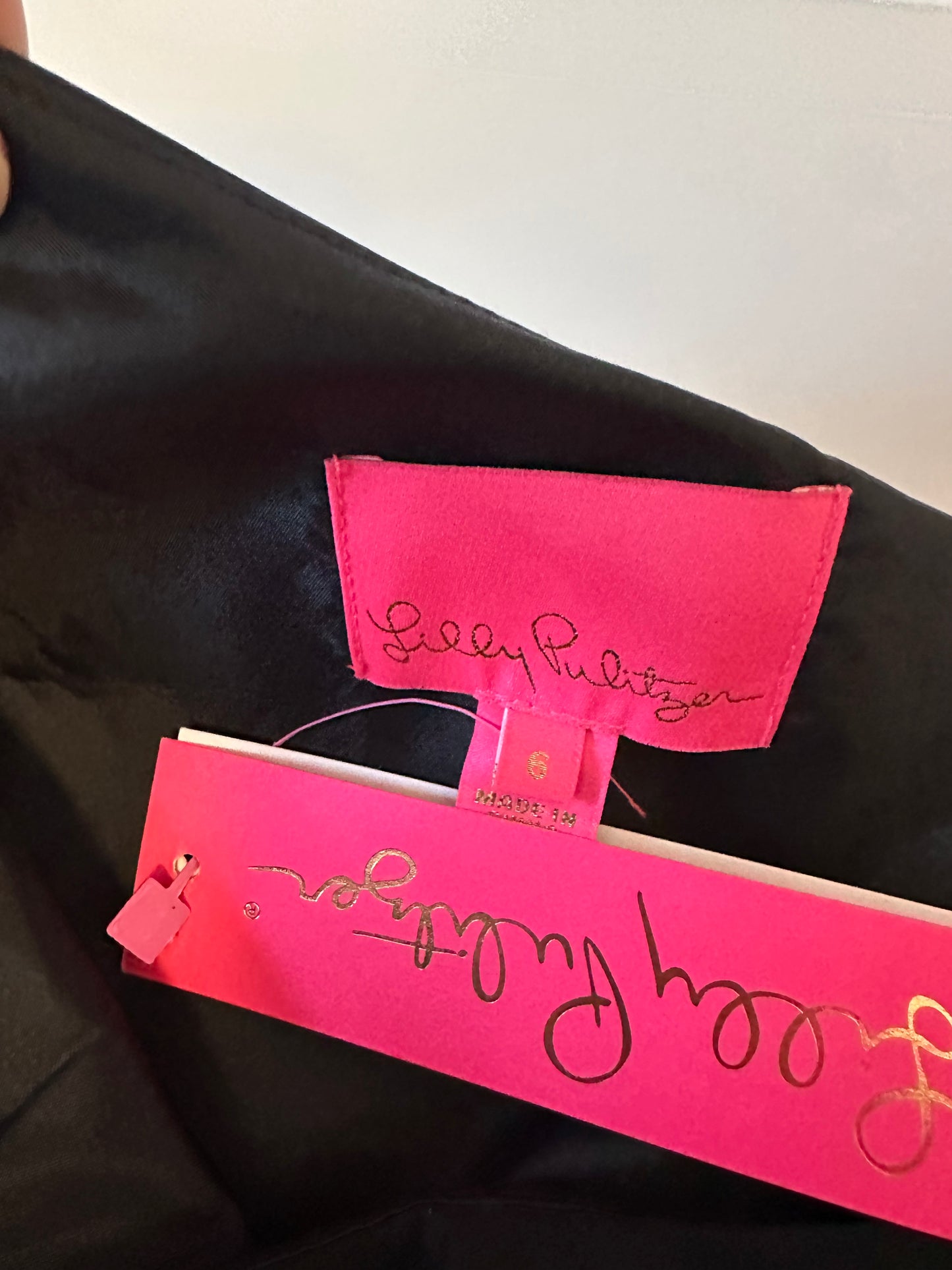 NWT Lilly Pulitzer Sondralee One Shoulder Dress in Black Satin | Size 6
