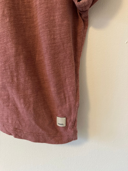 Vuori Sunset Easy T-Shirt in Pima Cotton in Cinnamon Red | Side Small