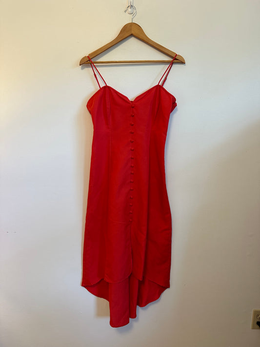 Intermix Linette Spaghetti Strap Sweetheart Neckline Linen Dress | Size 4