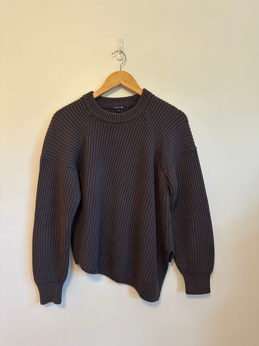 Soeur Arco Chunky Knit Asymmetrical Cotton Sweater in Charcoal | Size 1 (Small)