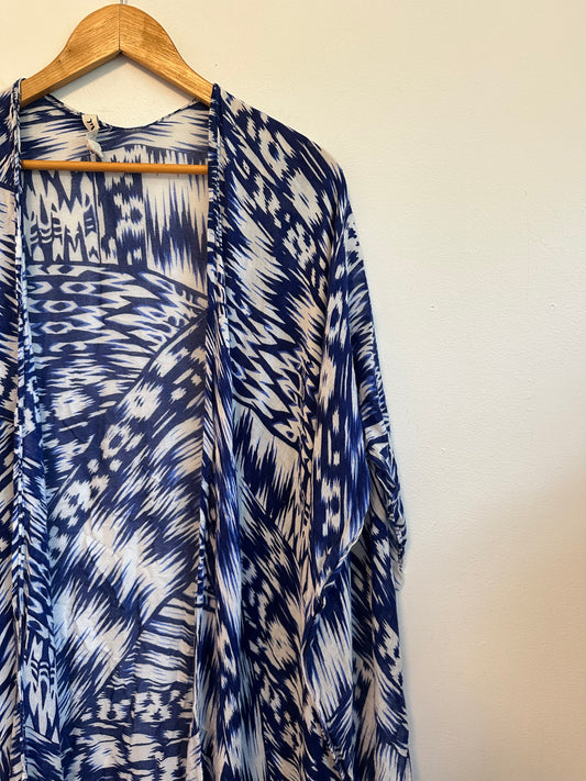 Michael Stars and Blue White Batik Ruana Coverup