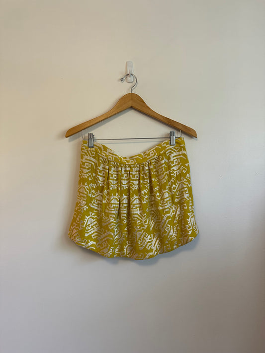 Anthropologie Gold Printed Mini Skirt | Size XS