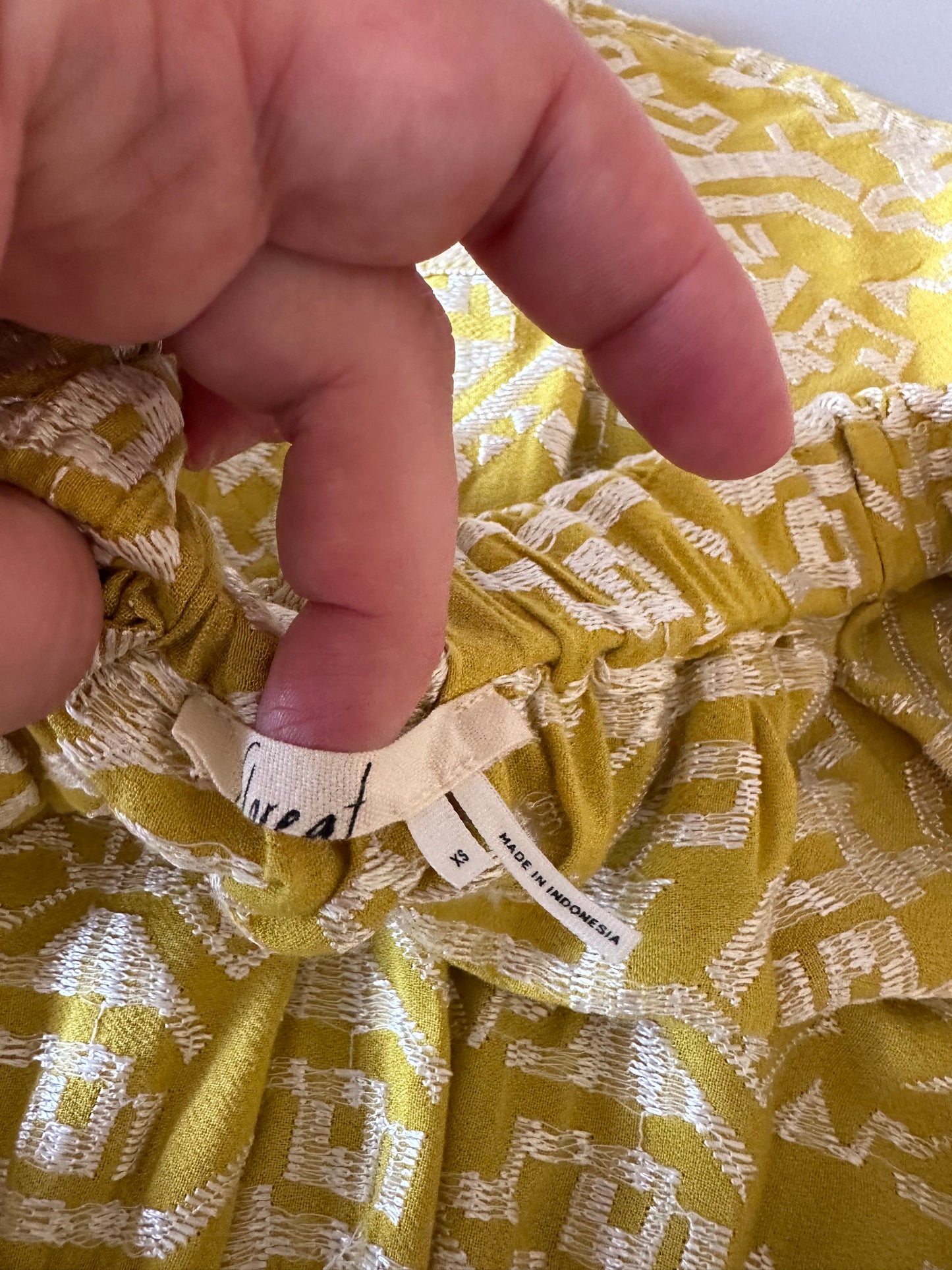 Anthropologie Gold Printed Mini Skirt | Size XS