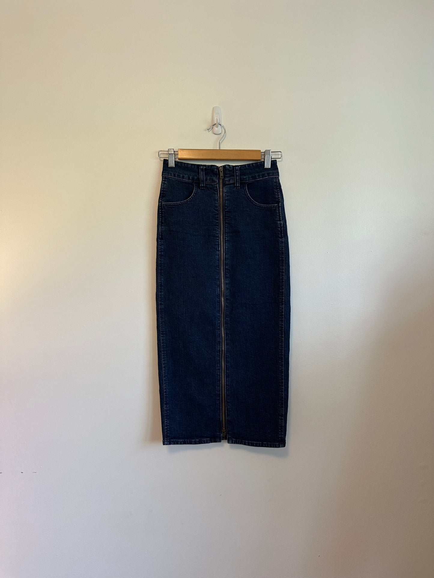 Madewell Full Zip Denim Midi Skirt | Size 24
