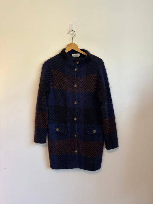 Wallace Vintage Blue Plaid Cardigan Sweater Jacket | Size XS