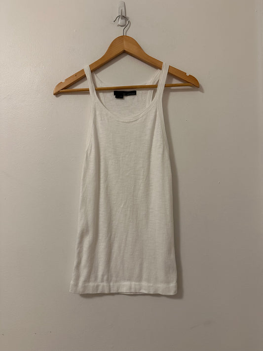 360 Sweater White Cotton Knit Tank Top | Size Large