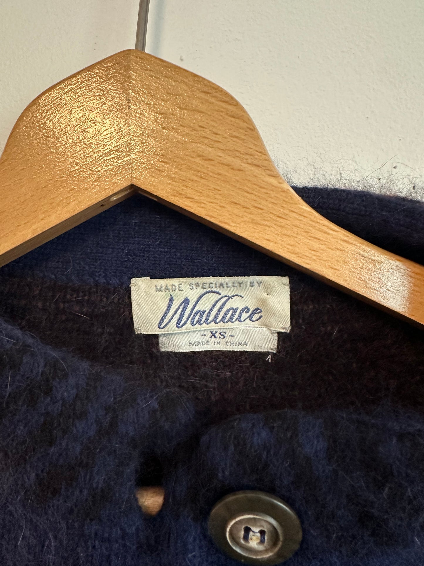 Wallace Vintage Blue Plaid Cardigan Sweater Jacket | Size XS