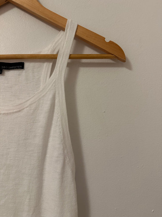 360 Sweater White Cotton Knit Tank Top | Size Large