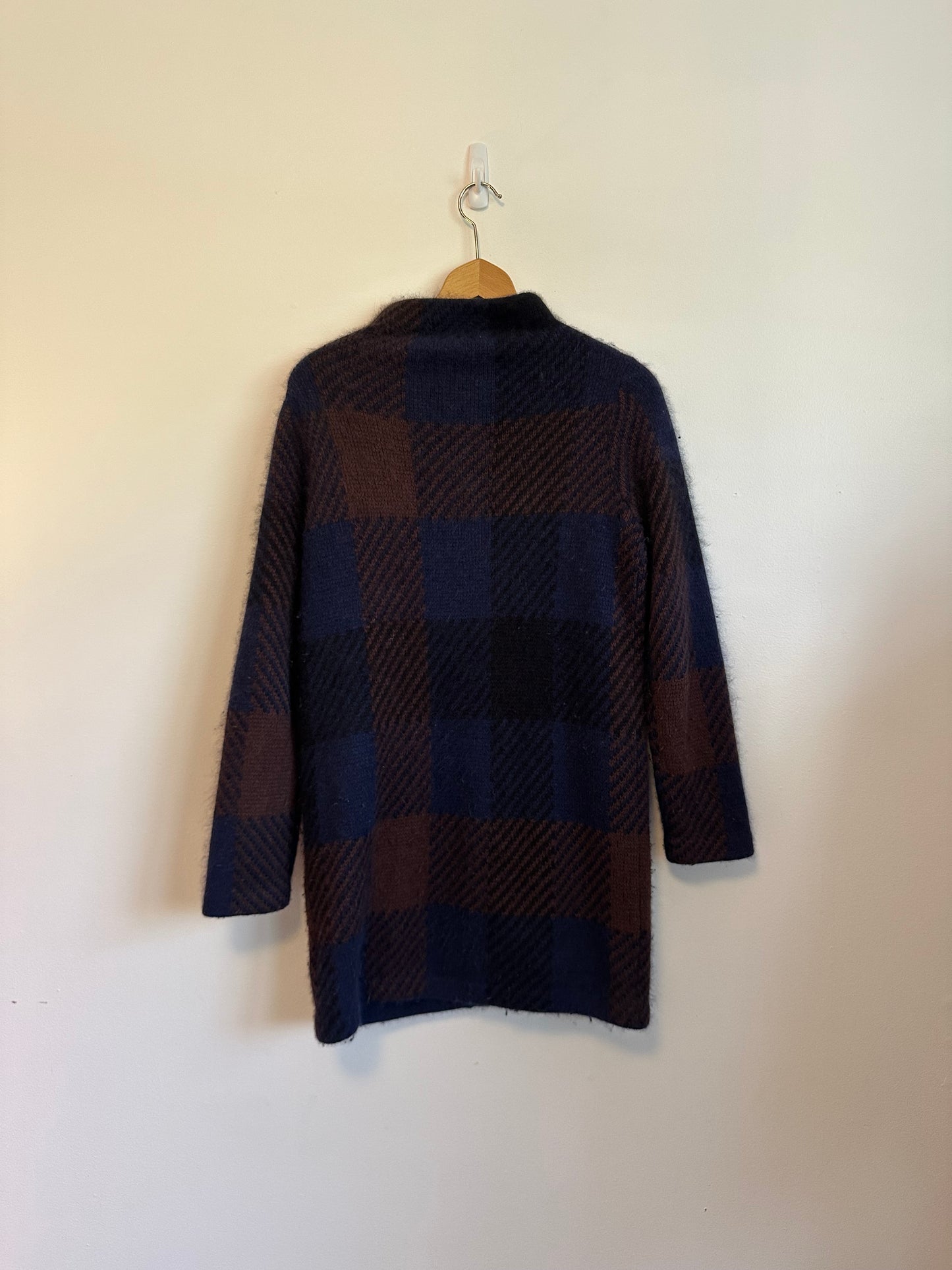 Wallace Vintage Blue Plaid Cardigan Sweater Jacket | Size XS