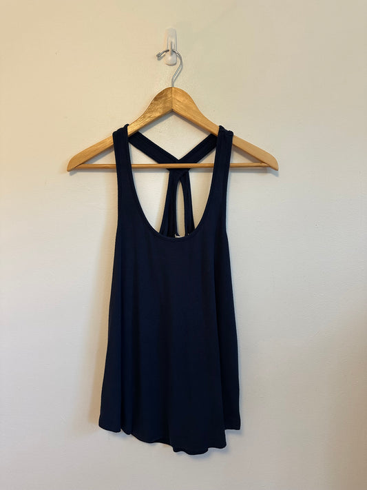 Z Supply Navy Blue Ribbed Racerback Tank Top | Size Small