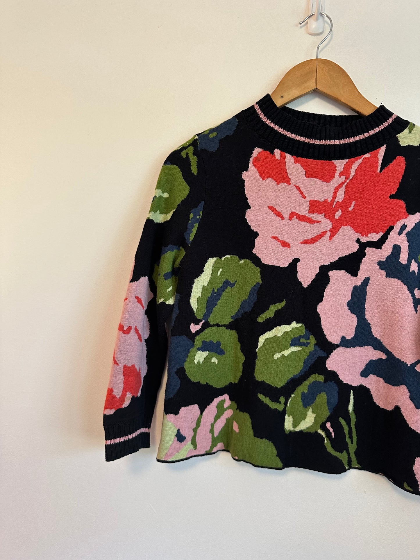 Anthropologie Black Floral Laine Sweater | Size XS