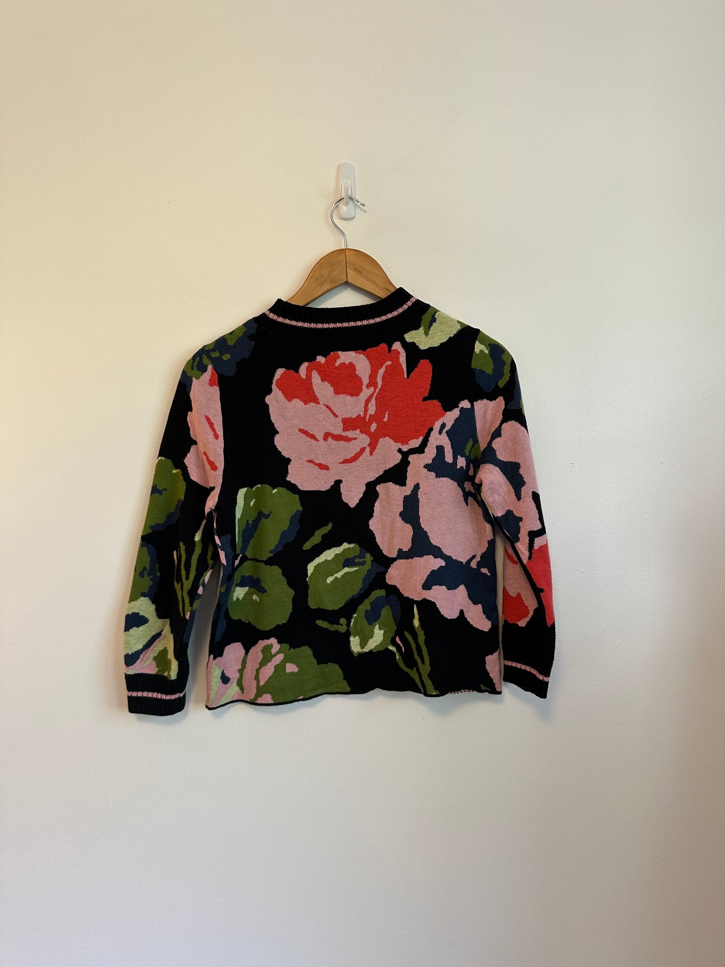 Anthropologie Black Floral Laine Sweater | Size XS