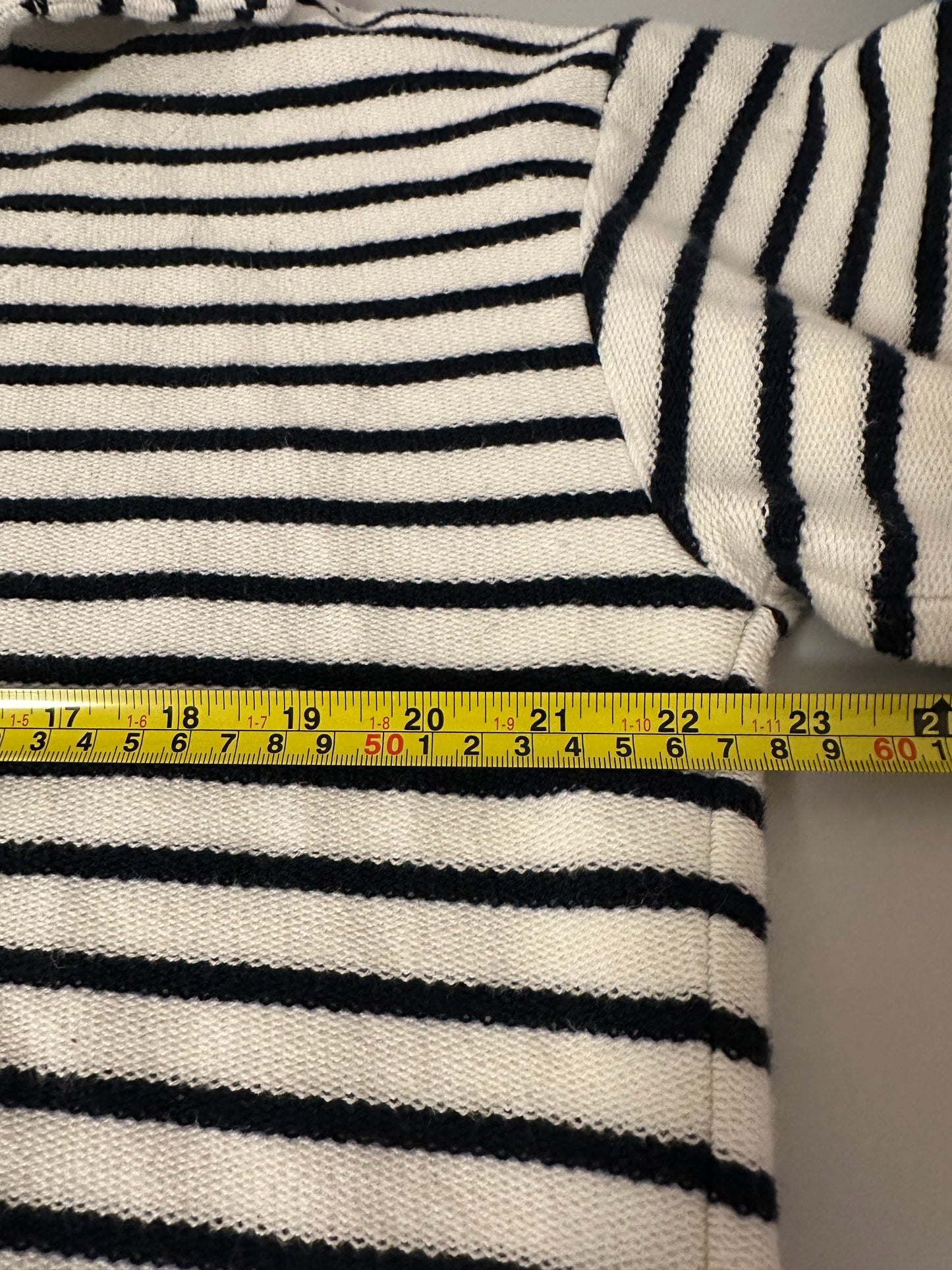 Hello Nite Kai Johnny Collar Cotton Striped Pullover Sweatshirt | Size Large