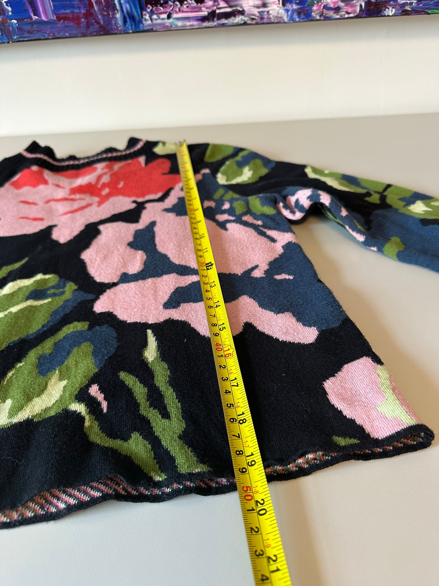 Anthropologie Black Floral Laine Sweater | Size XS