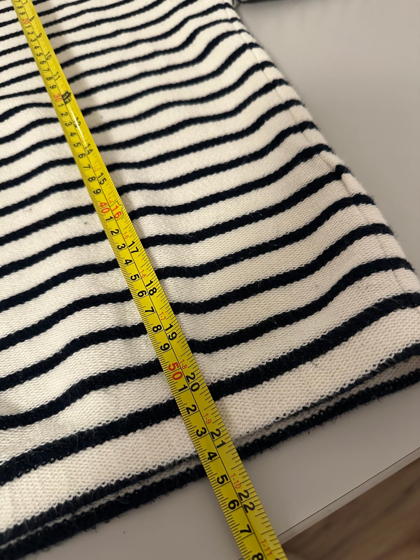 Hello Nite Kai Johnny Collar Cotton Striped Pullover Sweatshirt | Size Large