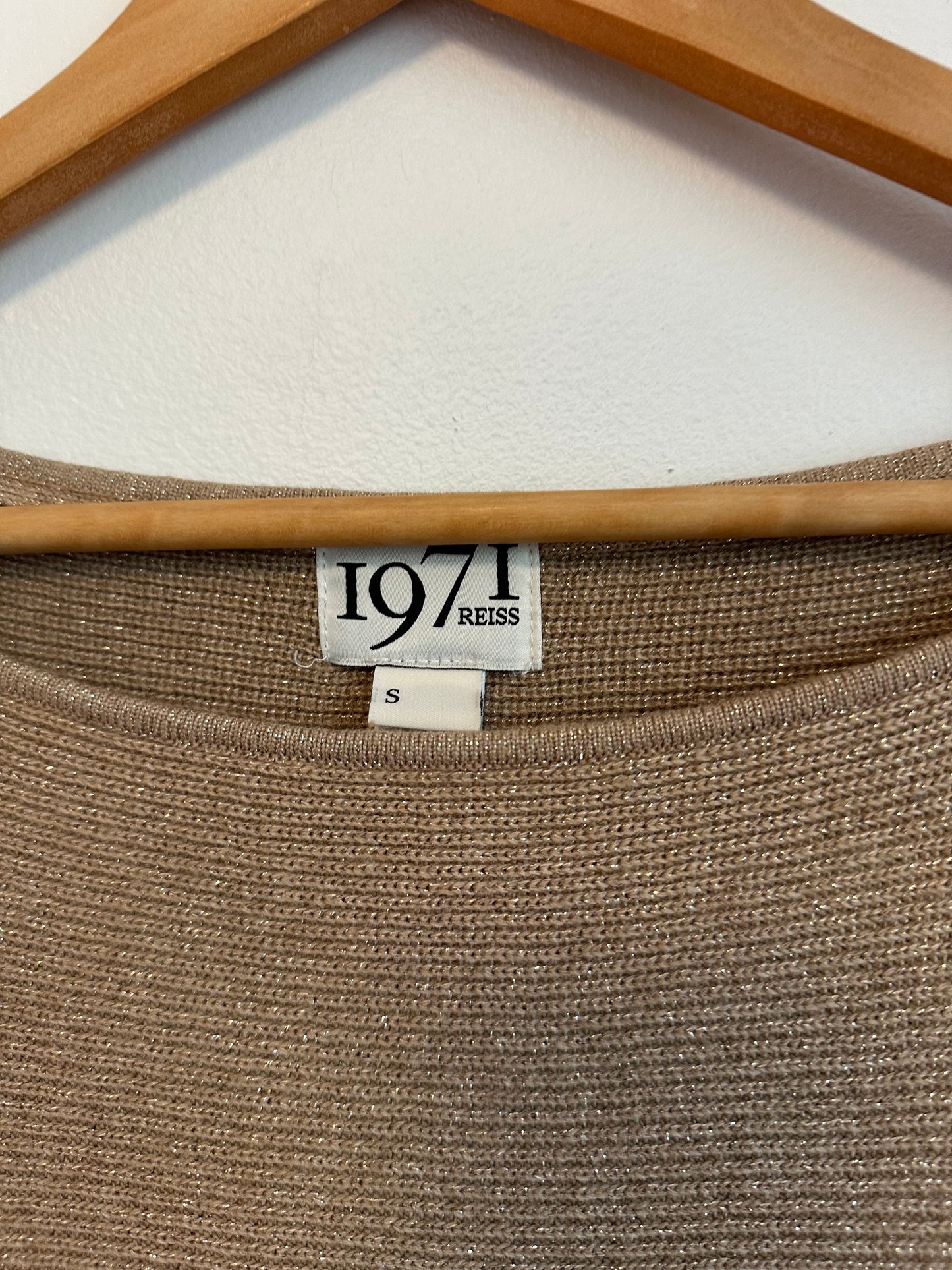 1971 Brand Gold Metallic Ribbed Sweater Dress | Size Small