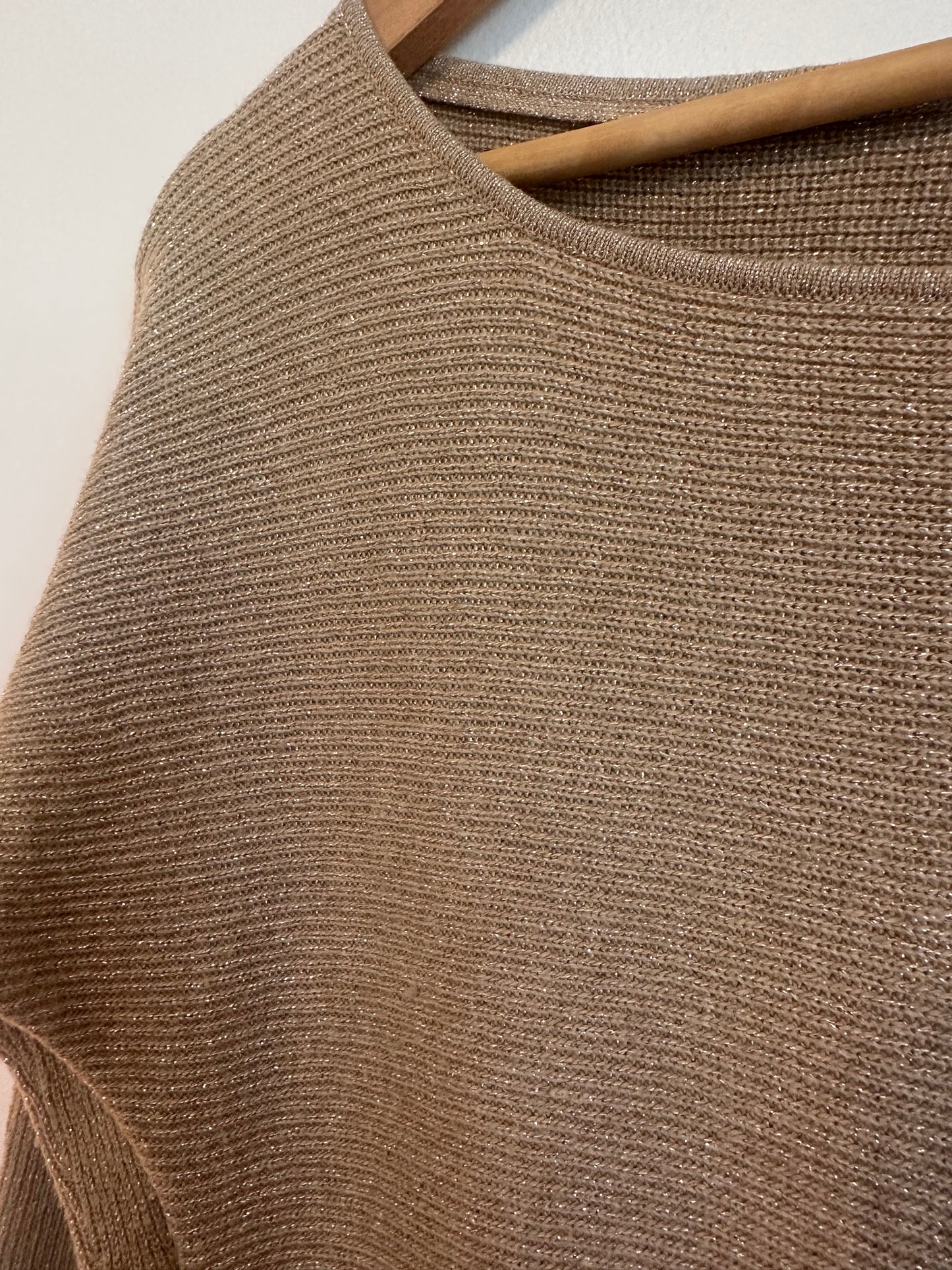 1971 Brand Gold Metallic Ribbed Sweater Dress | Size Small