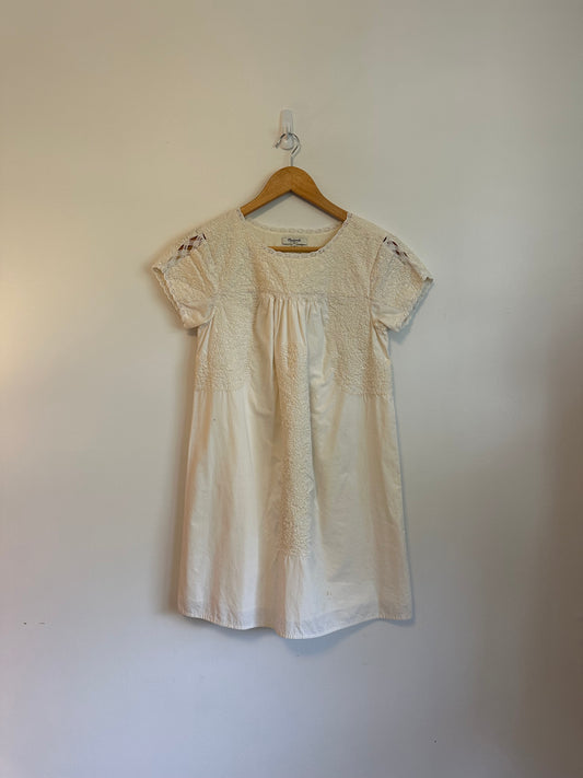 Madewell Embroidered Cotton White Mini Dress | Size XS