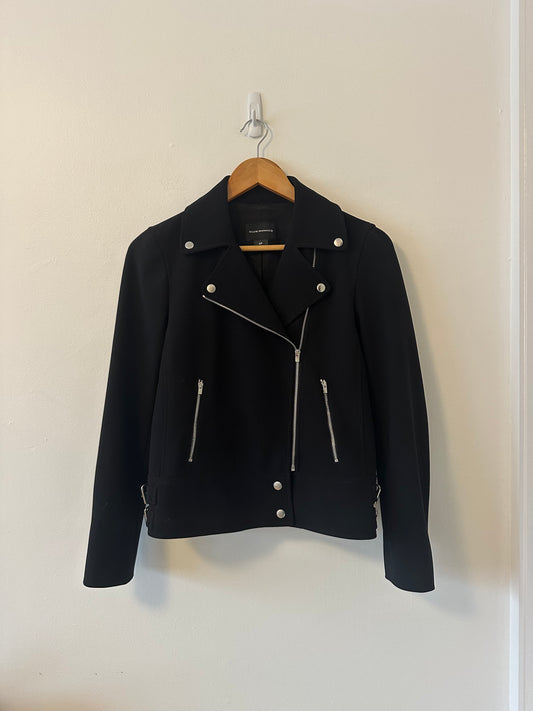 Club Monaco Dalliah Black Jersey Moto Jack with Silver Details | Size Small