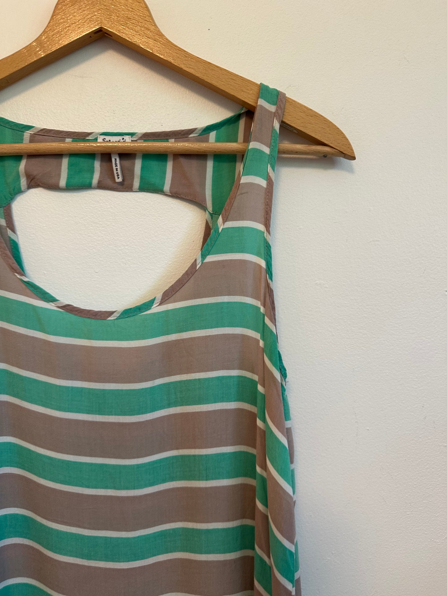 Splendid Gray and Green Striped Sleeveless Blouse | Size Medium